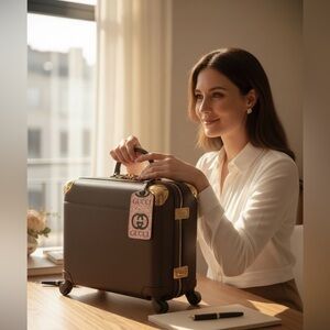 Pink and Black Floral luggage ID Tag